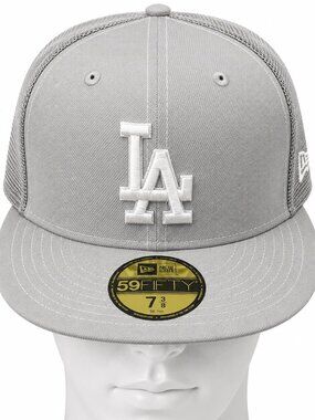 Los Angeles Dodgers Light Gray mesh New Era 59fifty fitted hat cap 7 3/8 NWT